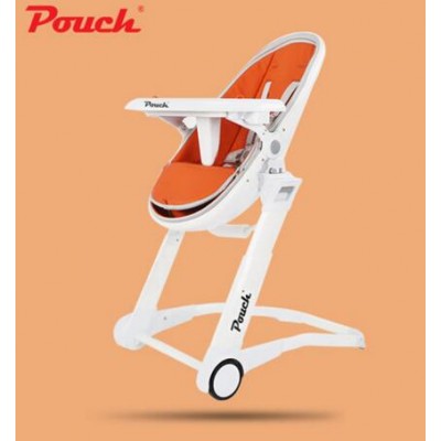 Pouch K11 Baby Highchair Foldable High Chair For Kids Adjustable Feeding Chair With PU Leather Cushion Dining Table With Wheels