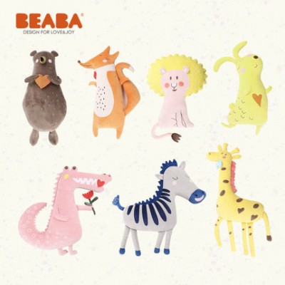 BEABA baby animals plush rabbit and lion stuffed animal for infant & toddle soft cuddly bolster pure high quality down cotton